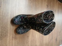 Gummistiefel schwarz mit Sternenmotiv, gebraucht