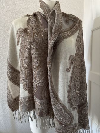 Schal Gerard Darel Wolle mit Pailletten braun gebraucht