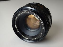 Objektiv Minolta MC Rokkor PF 1.7 50mm analog manuell