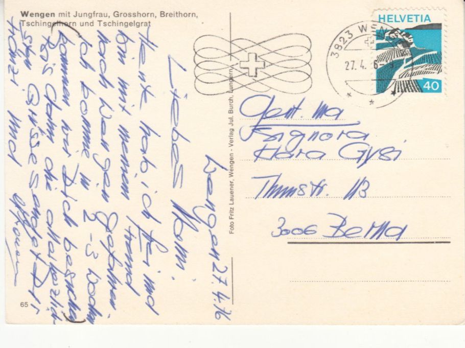 Cartoline postali: Wengen 1976 – Usato da Bürglen TG venduto da StampGraf 1