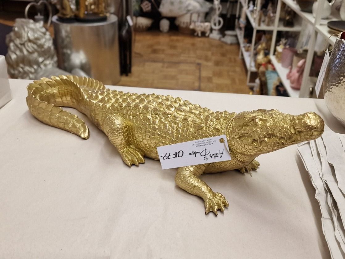 Statuette: Gold Krokodil – Nuovo e nell'imballaggio originale da Schaffhausen venduto da AtelierPudesco