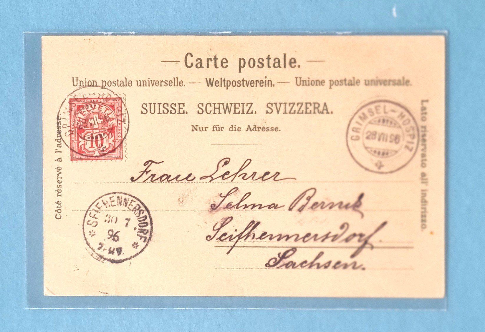 Cartes postales: Passtrasse - Postkutsche - Post Grimsel-Hospiz - 1896 !!!! – D'occasion à Rothrist par RROENK 1