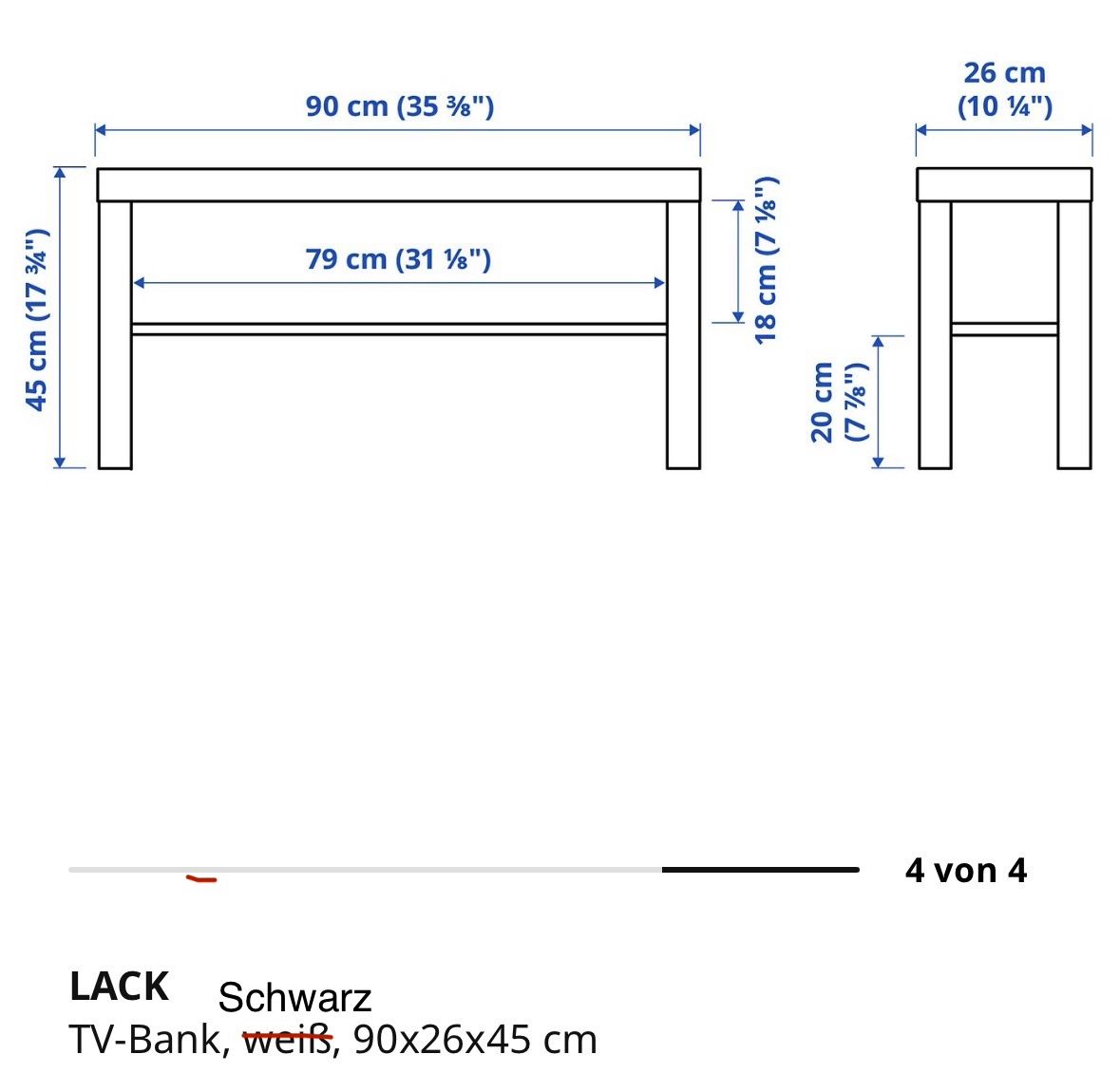 Ikea TV Möbel: IKEA Lack schwarz 90x26x45 – Gebraucht aus Wermatswil von taz_2nsf 1
