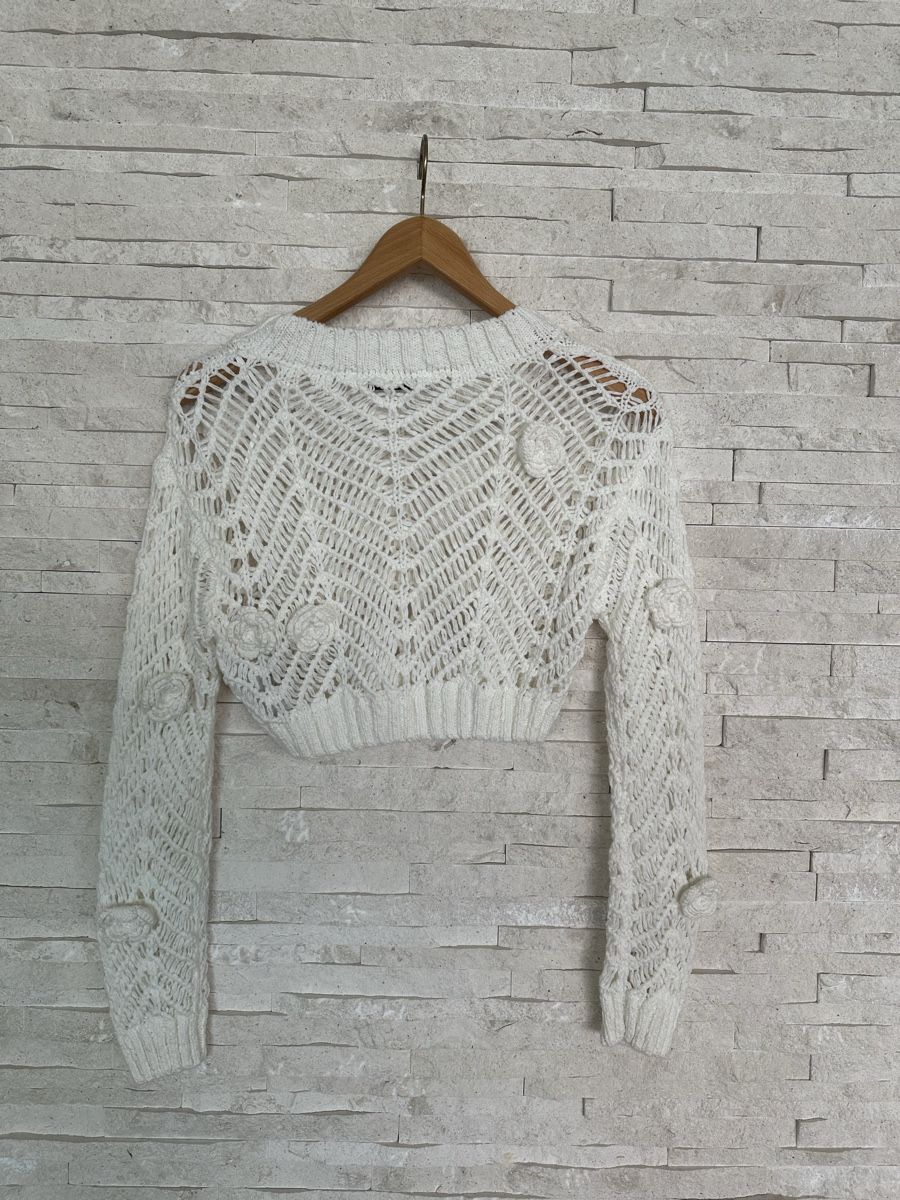 Zara Pullover & Sweatshirts: Zara Strickpullover Grobstrick weiss Gr. S cropped – Gebraucht aus Meilen von ninifee20 3