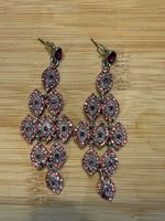 Schmuck Ohrringe Silberfarben mit rosa Steinchen 💎 Sommer