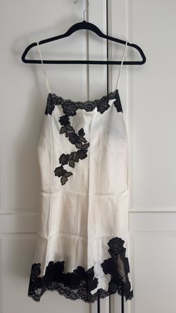 ASILK Slip Dress 100% Silk Black Lace Trim Size XL