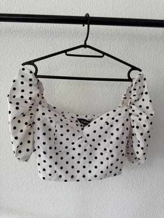 Summer polka dot puff sleeve crop top XS