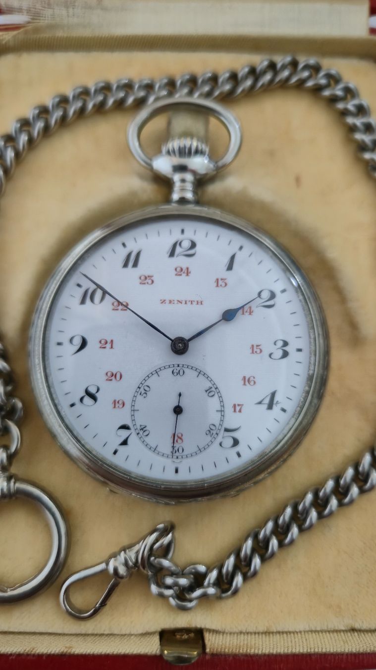 Zenith Orologi: Zenith Taschenuhr mit Box und Kette – Usato da Marbach SG venduto da Zippo1401 1
