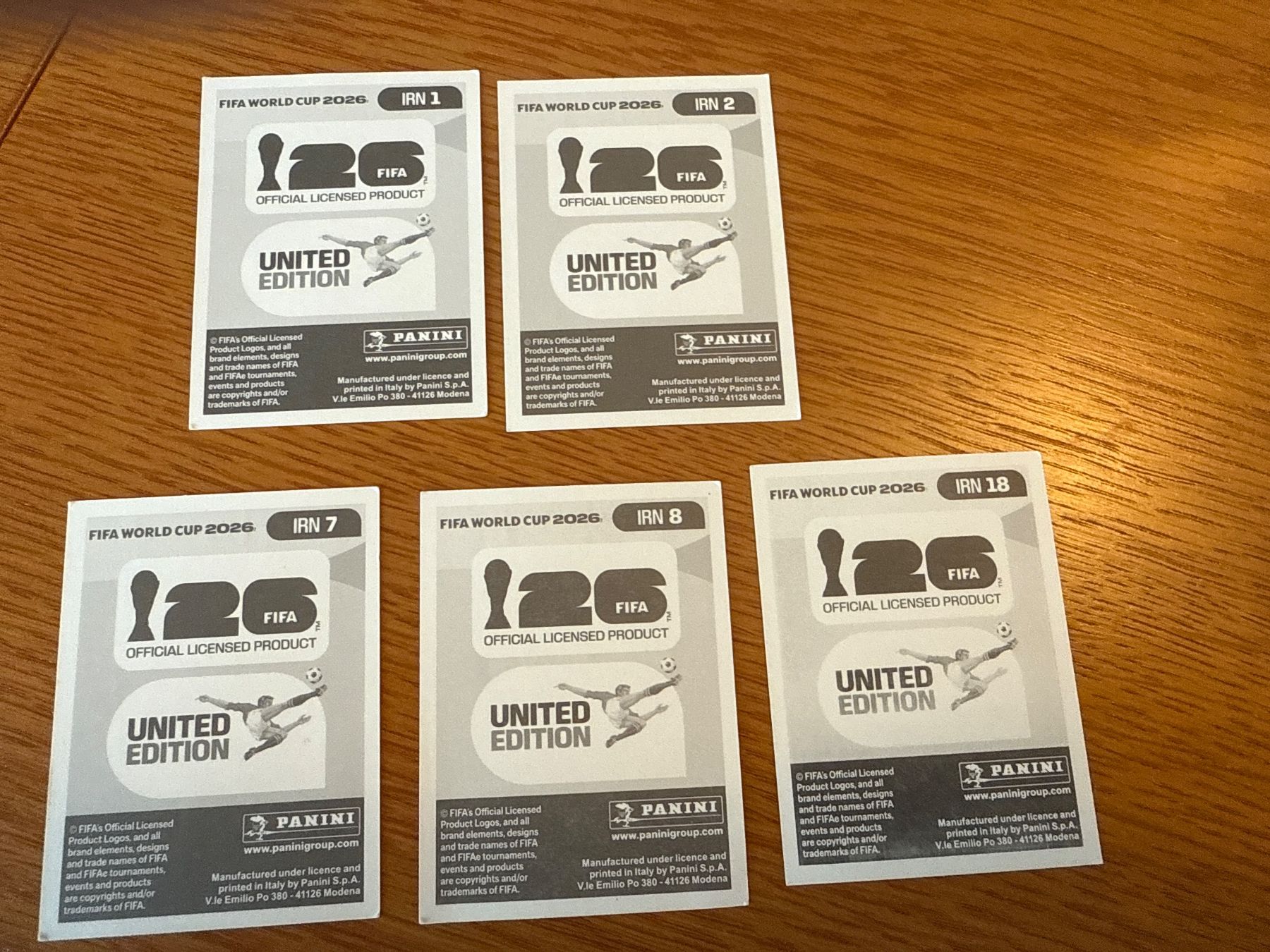 Panini Cartes à collectionner: IRN 1,2,7,8,18 – Neuf avec emballage d'origine à Savigny par Kinderboutique