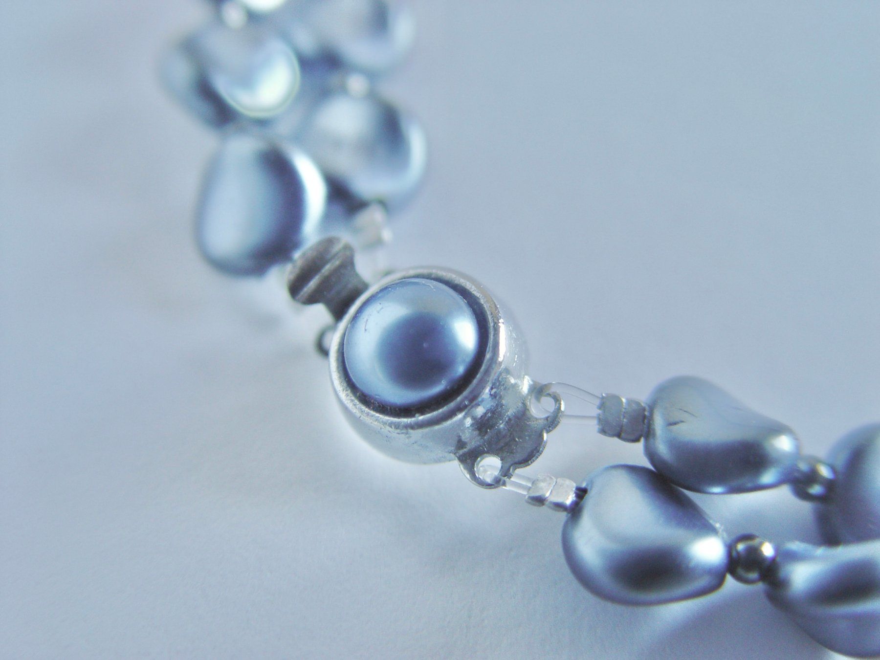 Catenine: Vintage grau-blaue Kette, 2 Reihen – Usato da Henggart venduto da gernli 3