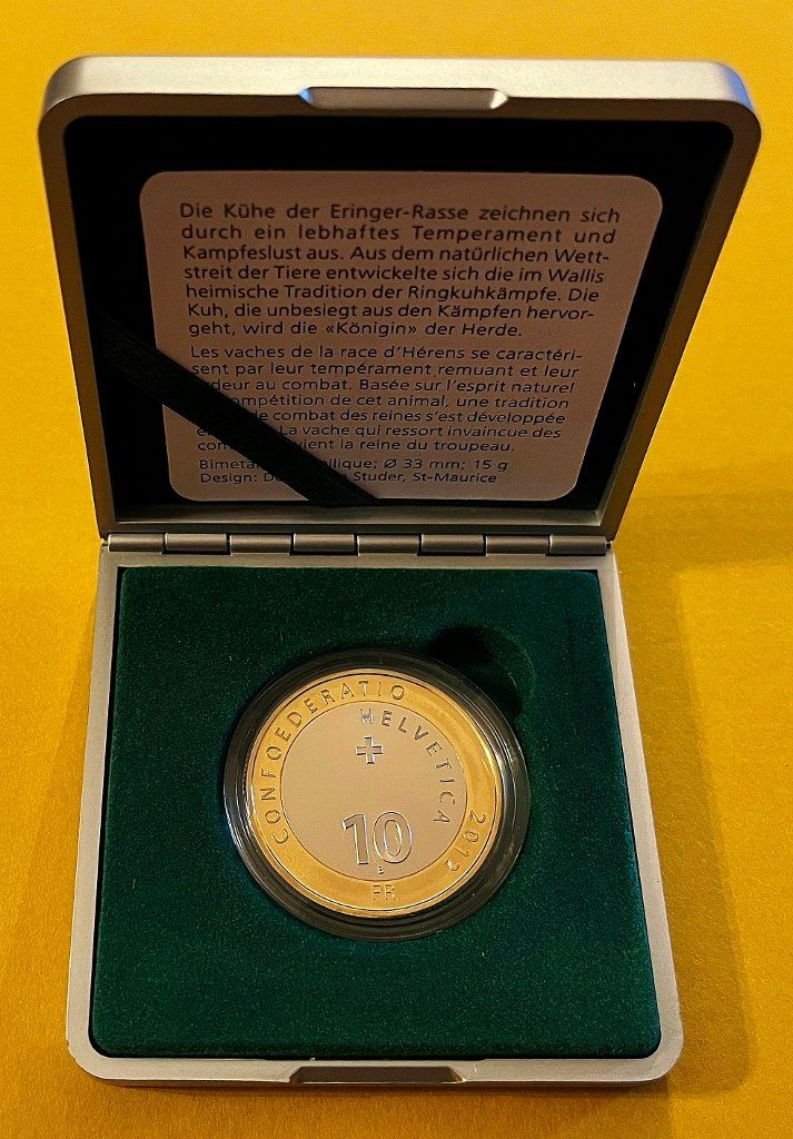 Alle Münzen: 10 Franken Ringkuhkampf 2012 PP ***TOP*** – Neu und originalverpackt aus Anzère von Strogoff1 1