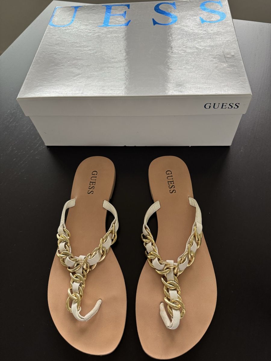Guess Scarpe da donna: Flip Flop Guess weiss/gold, Gr. 39 – Nuovo (secondo la descrizione) da Zürich venduto da Jen10 4