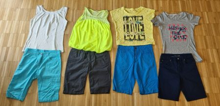 Kleiderpaket Sommer: Shirts + leichte Hosen - Gr. 164/S