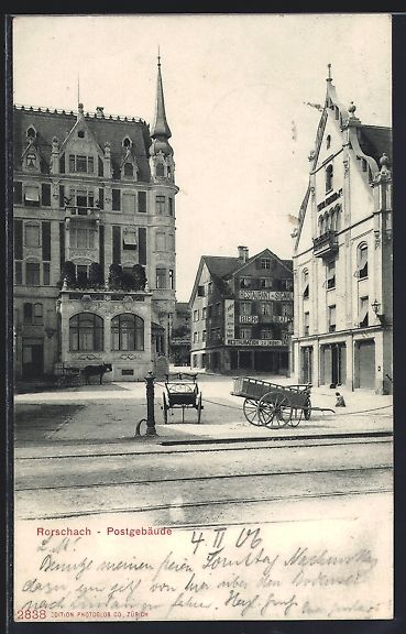 Cartoline postali: Rorschach, Strassenpartie mit Postgebäu – Usato da Berlin venduto da bartko-reher