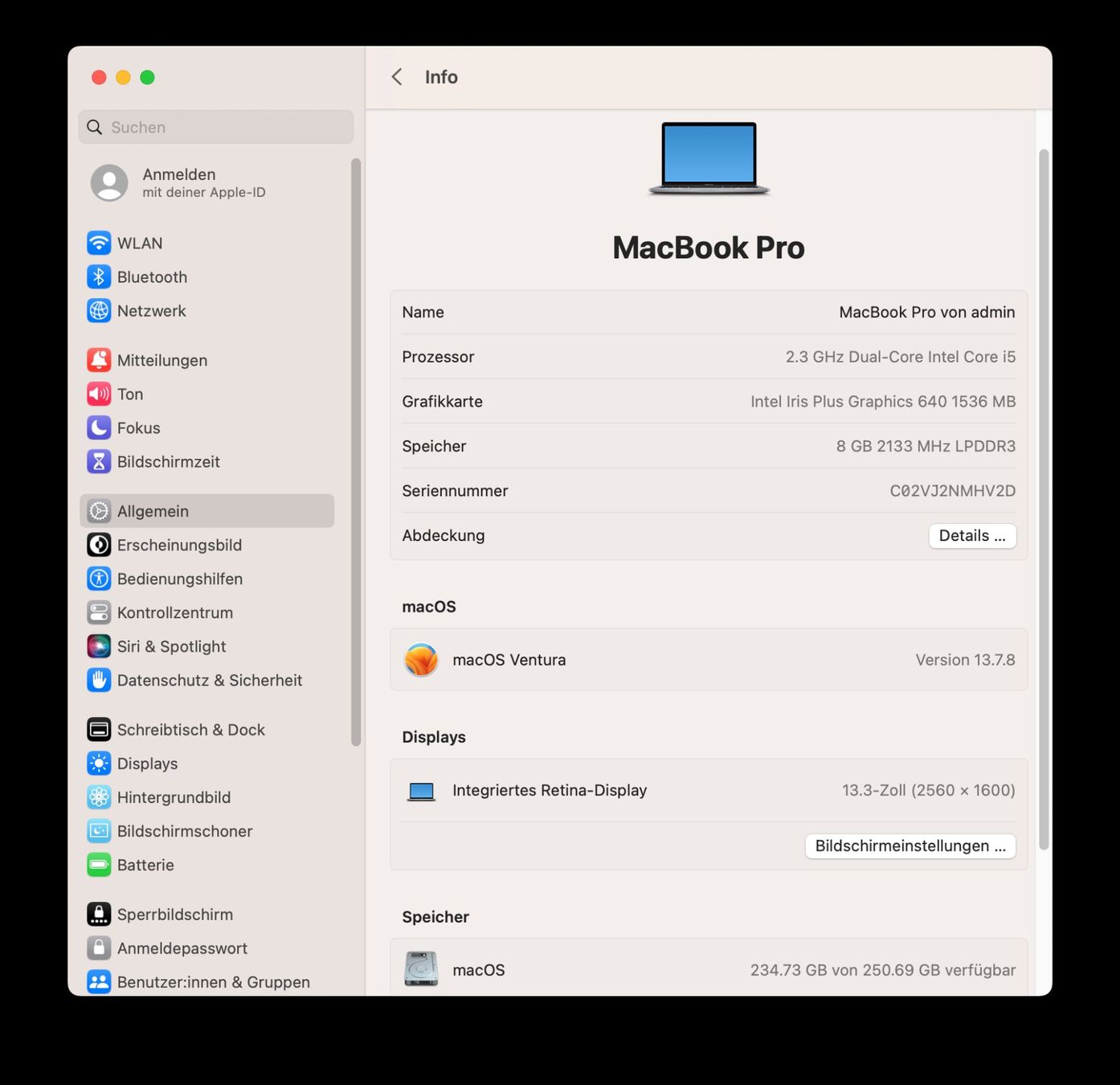 Apple Notebooks: MacBook Pro 13" 2017 / 8GB / 256GB SSD / Model A1708 – Gebraucht aus Meisterschwanden von Discus0 2