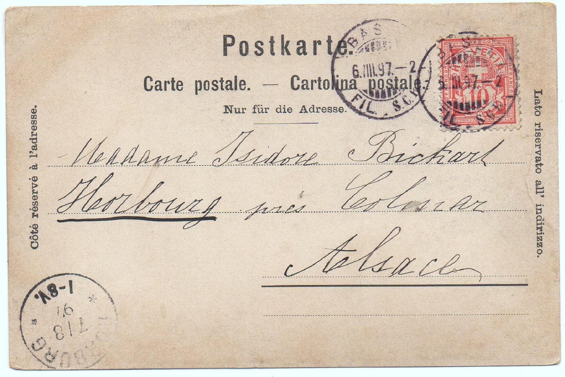 Ansichtskarten: Merhrbild-AK BASEL 1897 – Gebraucht aus Jona von philajona 1