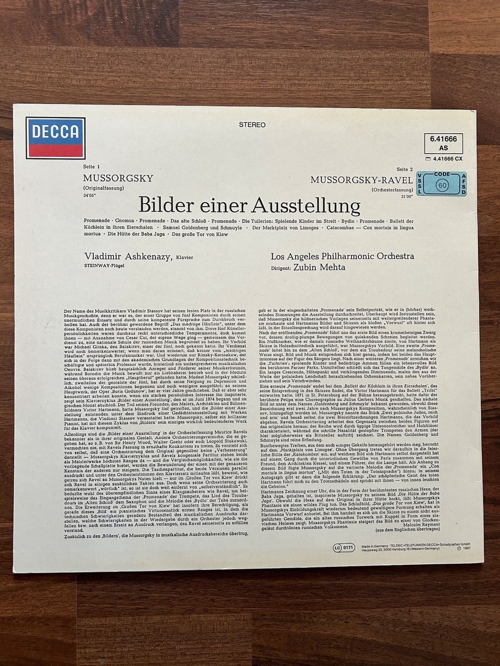 Schallplatten: Bilder einer Ausstellung, Mussorgsky, Ashkenazy, Mehta/DECCA – Gebraucht aus Aarau von R-O-G-E-R 1