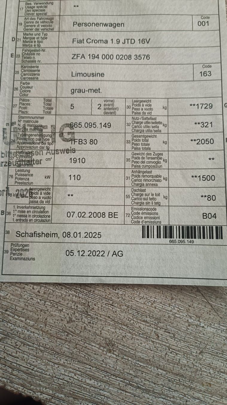 Autos: Fiat Croma 1.9 JTD16 V – Defekt aus Frick von Pmflex 8