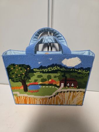 Sticktasche Unikat Vintage Handarbeit Landschaft