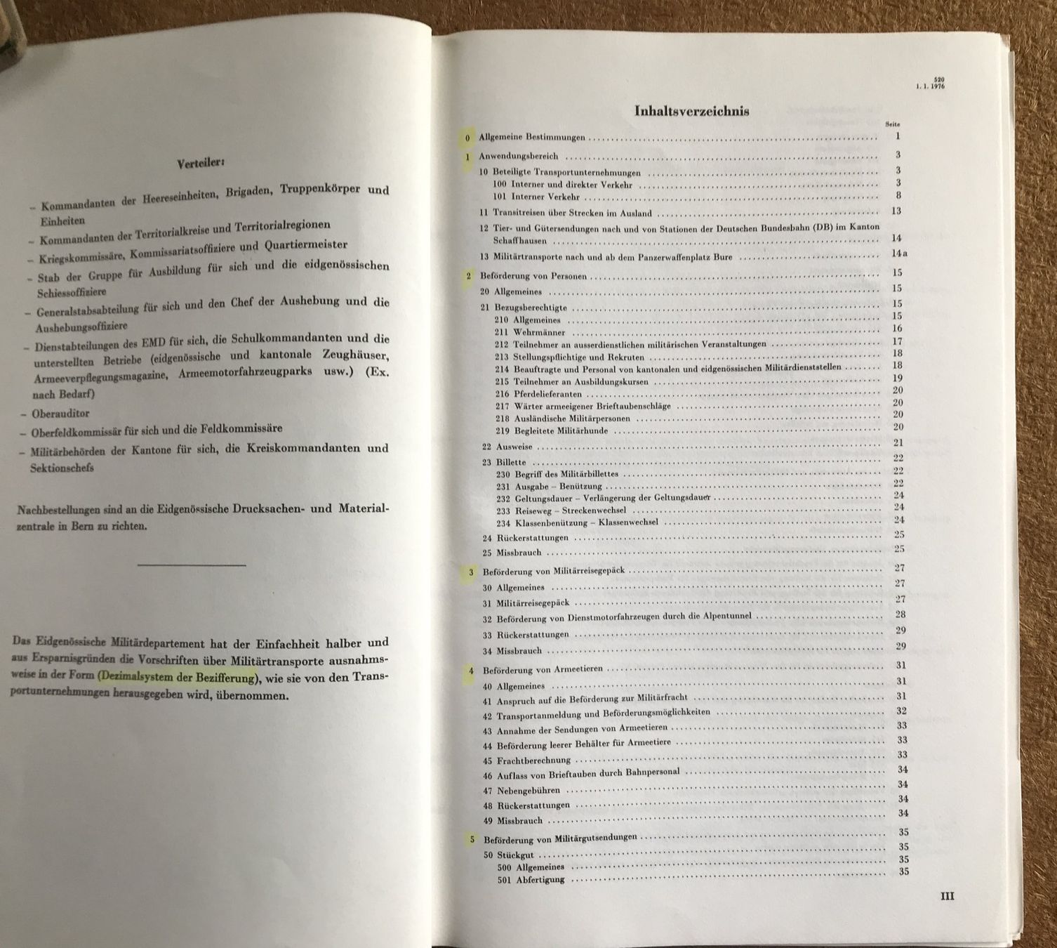 Schweizer Armee Stichwaffen: SCHWEIZER ARMEE VORSCHRIFTEN ÜBER MILITÄRTRANSPORTE 52.34 D – Gebraucht aus Ostermundigen von wini63 2