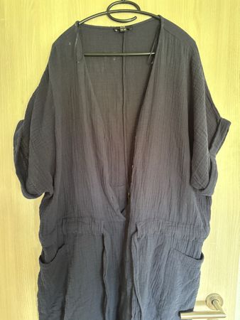 Sommer Jumpsuit, Gr. 48 dunkelblau Musselinestoff