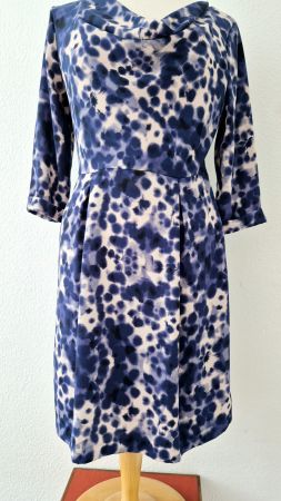 KLEID DRESS 38 M KIOMI BLAU BEIGE,  TOP ZU STRICKJACKE BOOTS