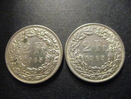 2 x 2.- Fr 1965 +1965  Superbes pièces Superbe qualité
