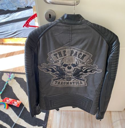 Veste en similicuir, style motard, "Horror Night Traumatica"