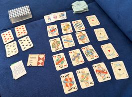 Vintage Spielkarten mit Etui, Reisespiel, Patience, Poker
