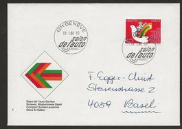 1980 Brief von Genf, Stempel Salon de l'auto, nach Basel