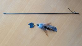 Katzenangel | 50 cm | schwarz | Anhänger aus Fasanenfeder