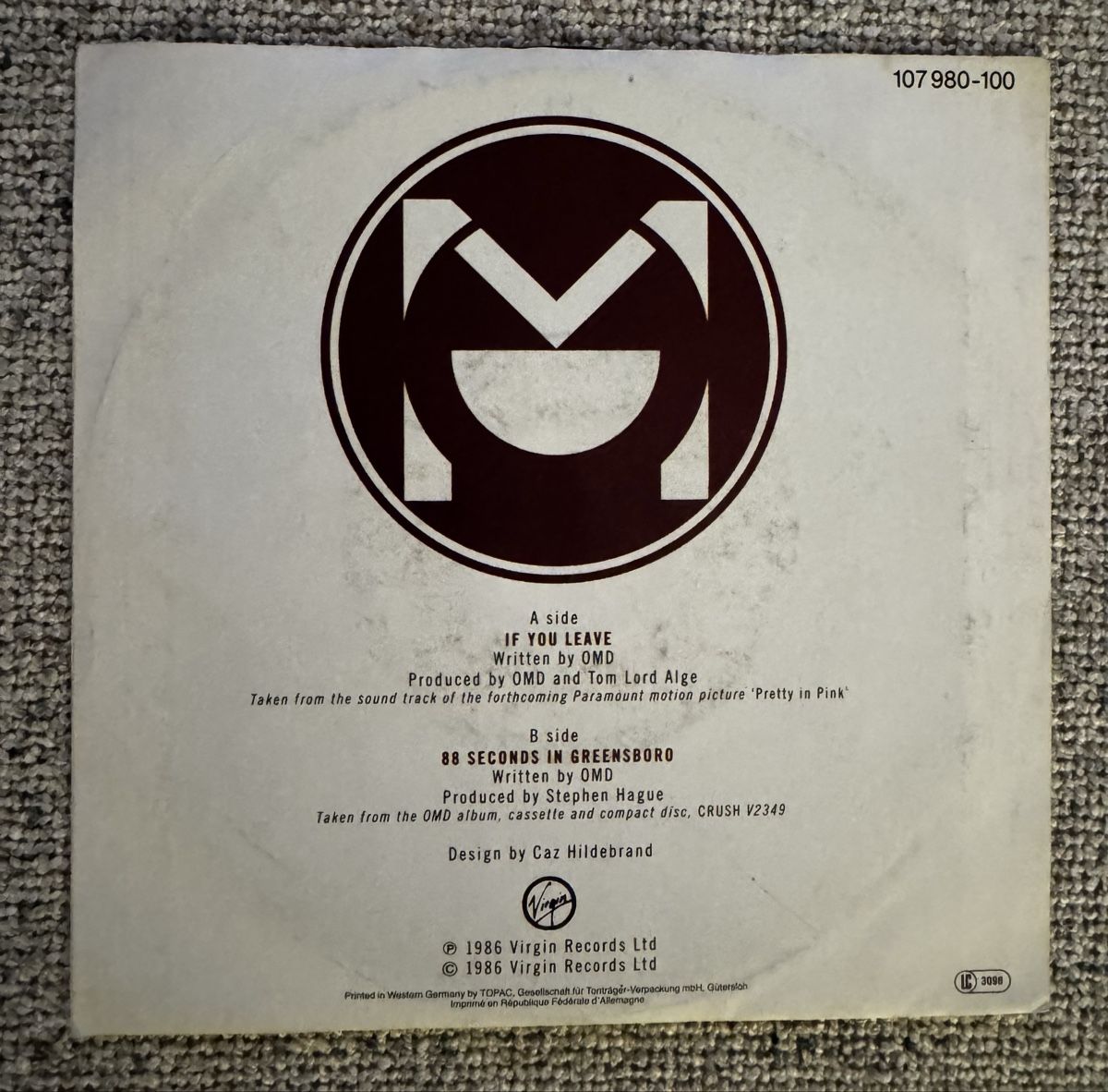 Vinyles: O.M.D - If You Leave - 7" Single - 80s – D'occasion à Rorbas par BlackstarRecords 1