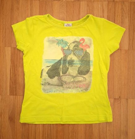 🌿💛 T-Shirt Hund mit Strasssteinchen Gr. 92/98, S.Oliver