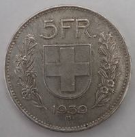 5 Franken 1939, Silbermünze, Rarität