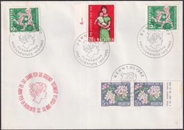 1962, Pro Juventute FDC J193-J195 adresslos von BERN.