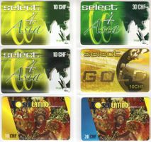 select / SENLATINO - 6 Schweizer Prepaid Telefonkarten
