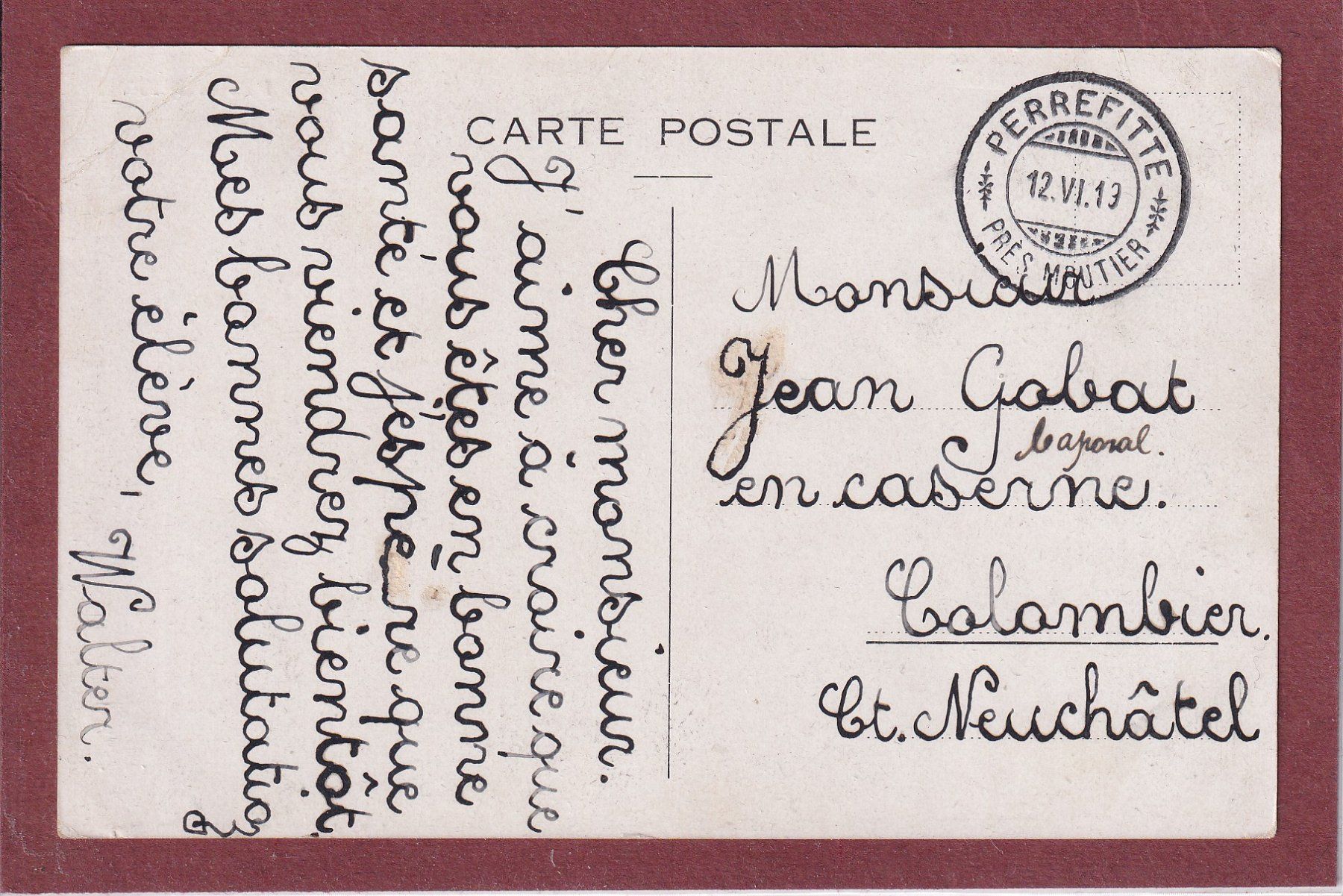 Cartoline postali: Perrefitte - le village - 1919 Belle oblitération – Usato da Orvin venduto da Pyaeschli 1