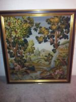 Gobelin Bild mit Goldrahmen Handgestickt