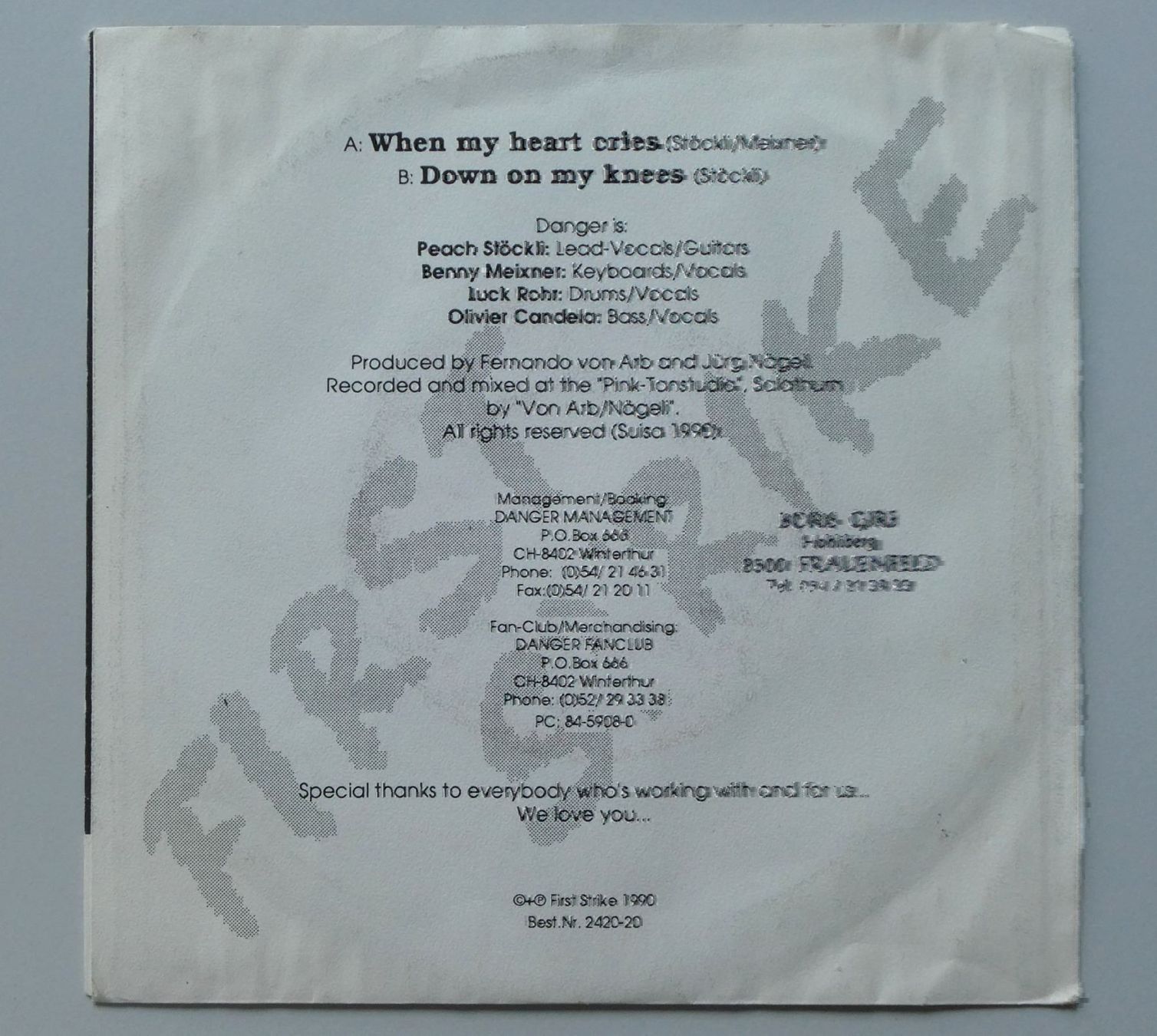 CD: Danger – When My Heart Cries, Down On – Usato da Frauenfeld venduto da Astra13 1