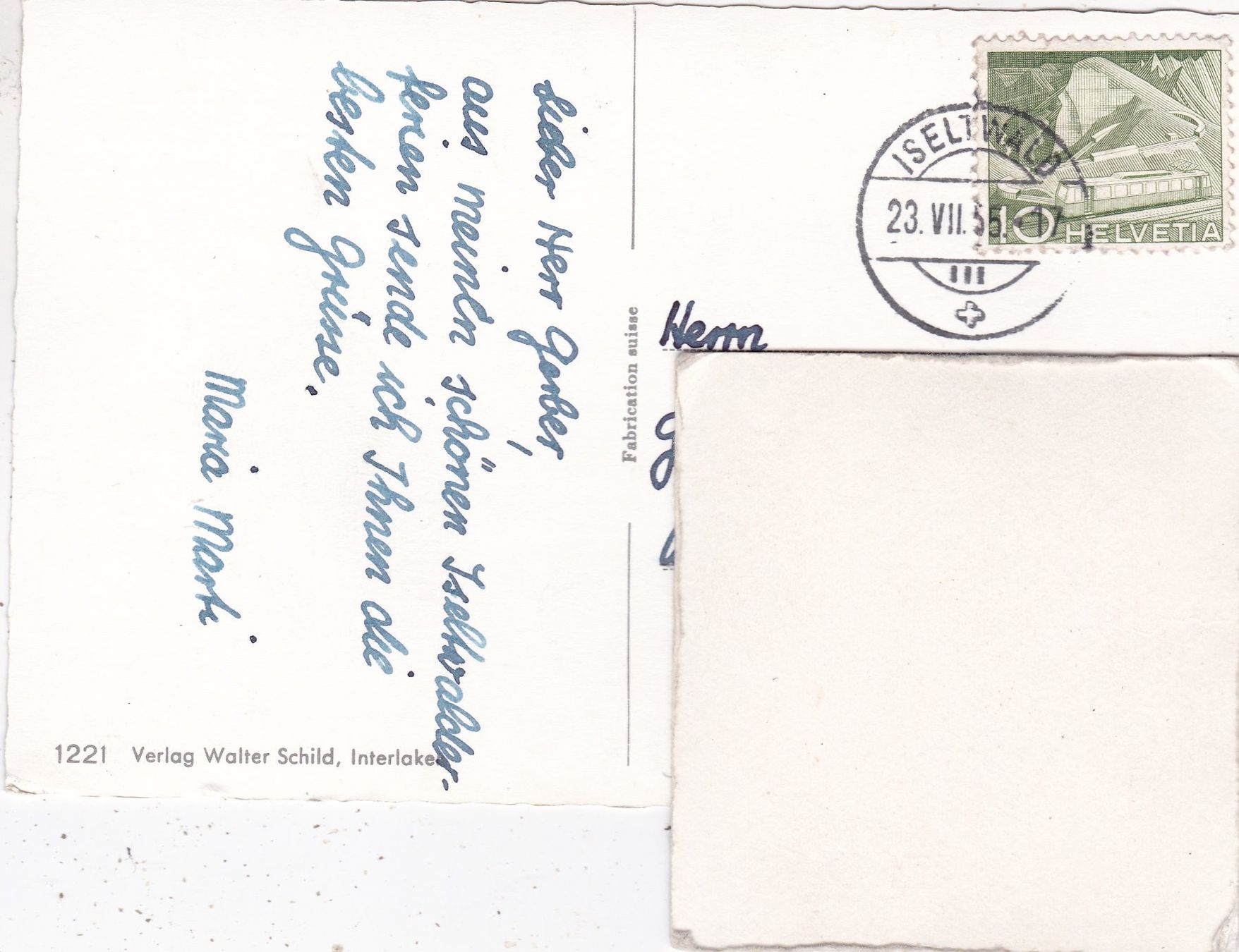 Cartoline postali: Iseltwald 1955 – Usato da Herisau venduto da Lisegrat2008 1