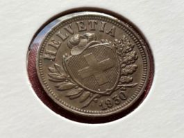 Schweiz 2 Rappen 1930 vzgl-unz Schild mit Freiheitshut