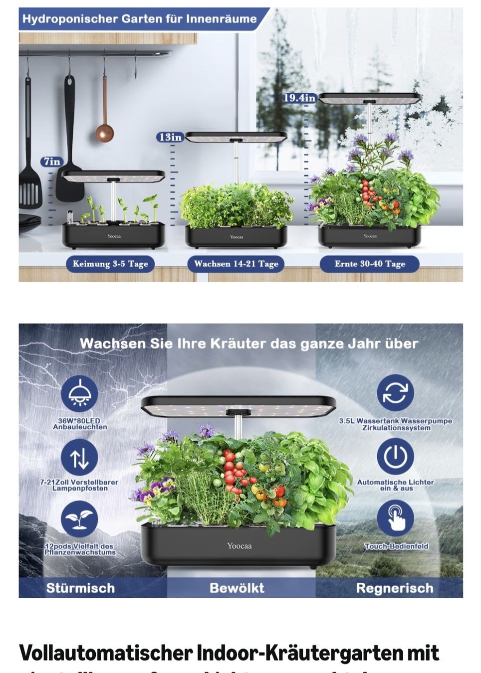 Altro: Yoocaa LED Hydroponisch Anzuchtsystem – Usato da Sempach venduto da bue_d27g 5