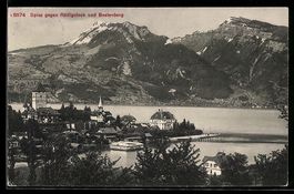 Spiez, Ort und See mit Rälligstock und 
