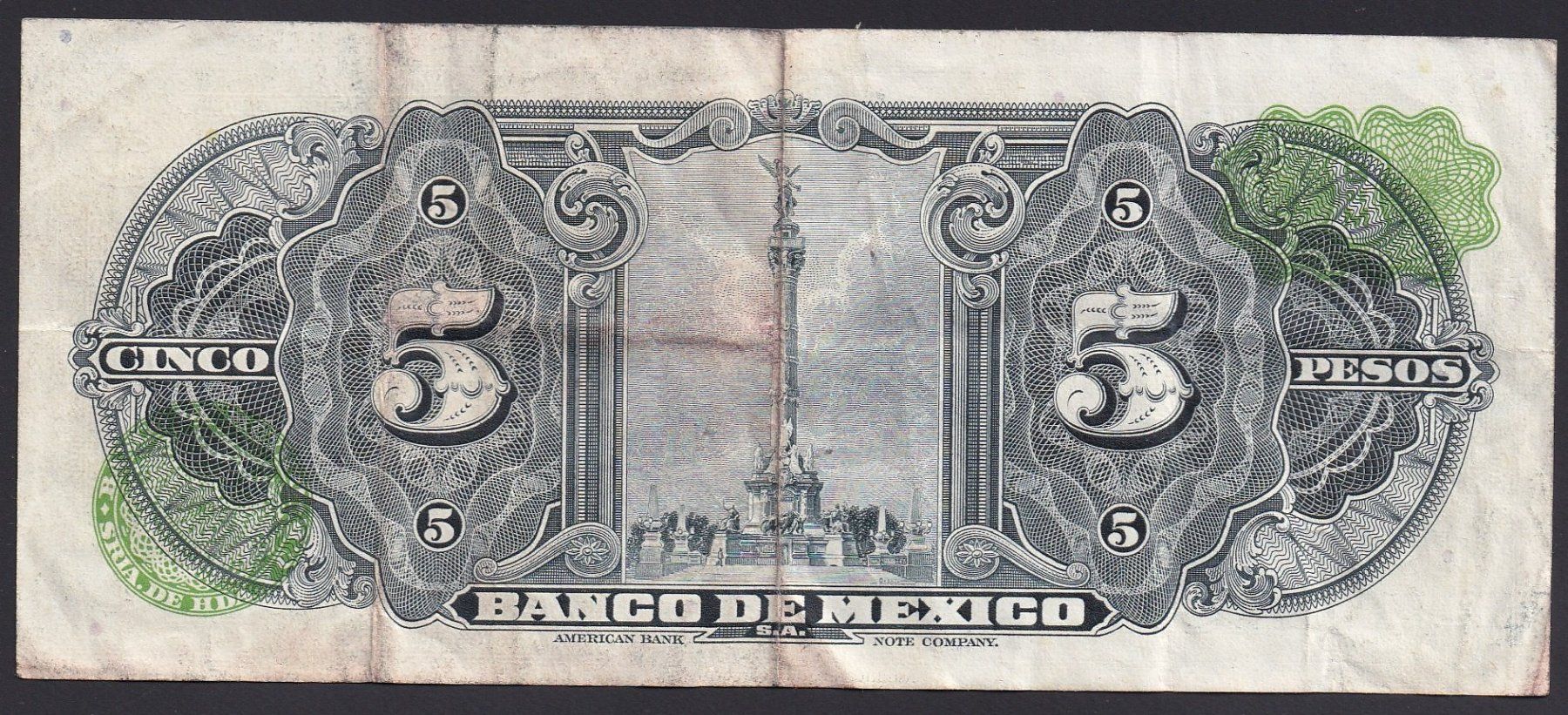 Banconote: Mexiko 5 Pesos 1961 – Usato da Brugg AG venduto da banknoten_muesli 1