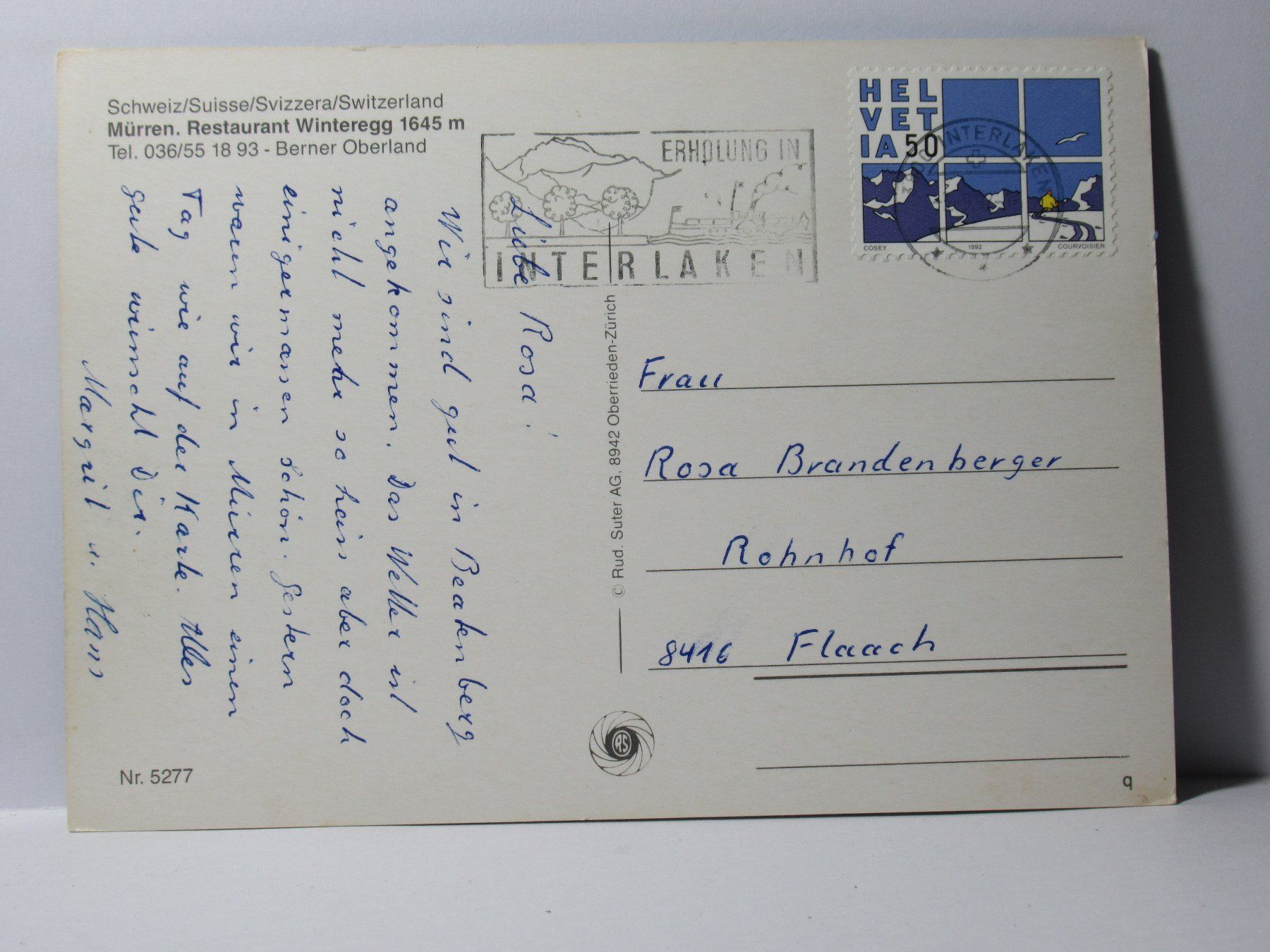 Ansichtskarten: Restaurant Winteregg , Bergbahn  Mürren – Gebraucht aus Grenchen von Bluemchen1900 3