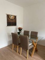 Tavolo da pranzo in vetro 160x90 cm + 4 sedie