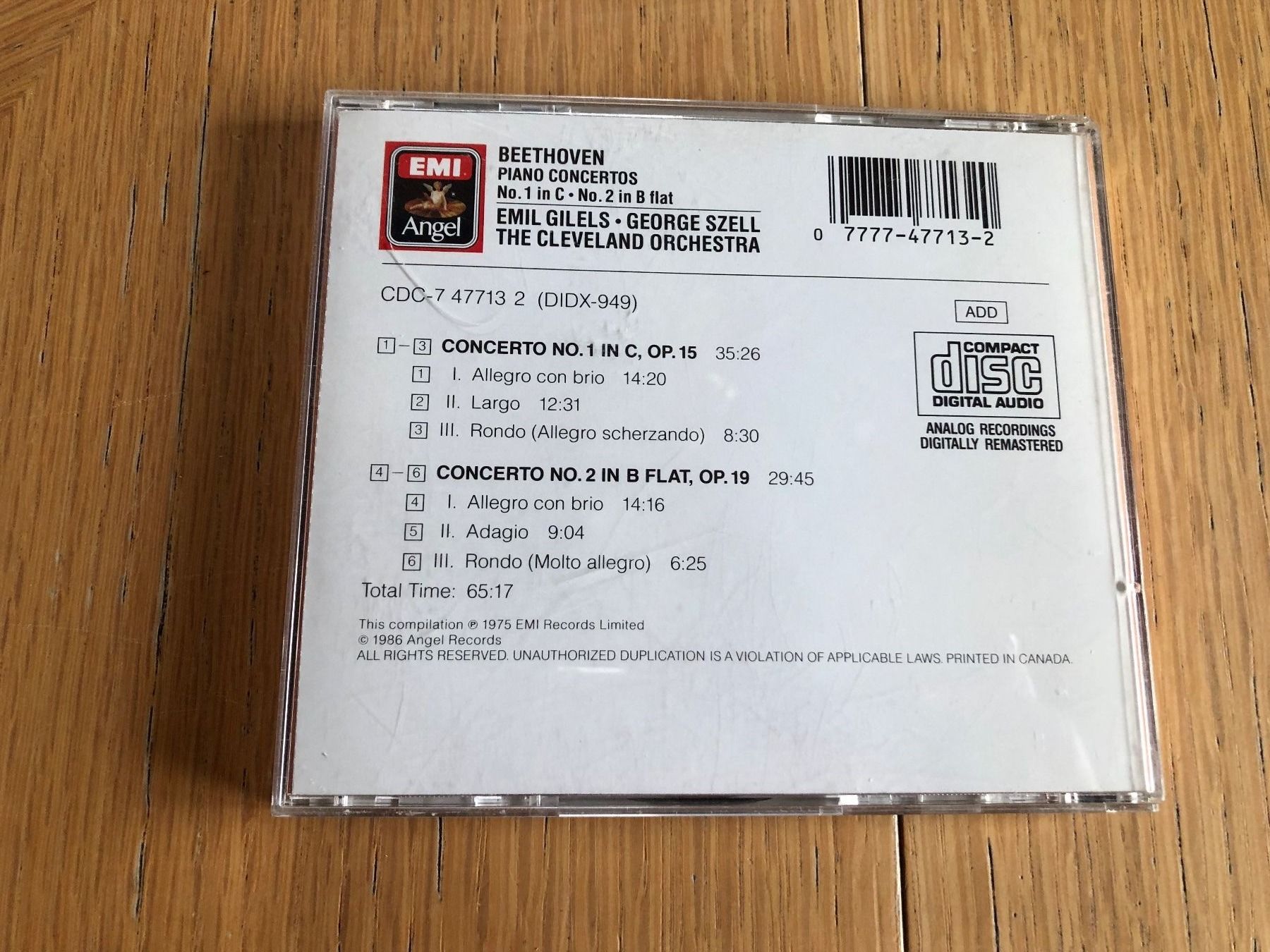 CDs: Beethoven: Klavierkonzerte Nr. 1 & 2, CD, Gilels – Gebraucht aus Schübelbach von Dolly990_2 2
