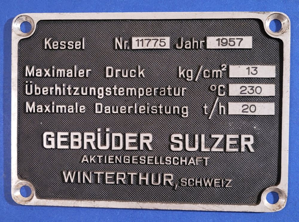 SBB - Gebrüder SULZER - KESSELSCHILD - Nr. 11775 (Gebraucht) in Biel ...
