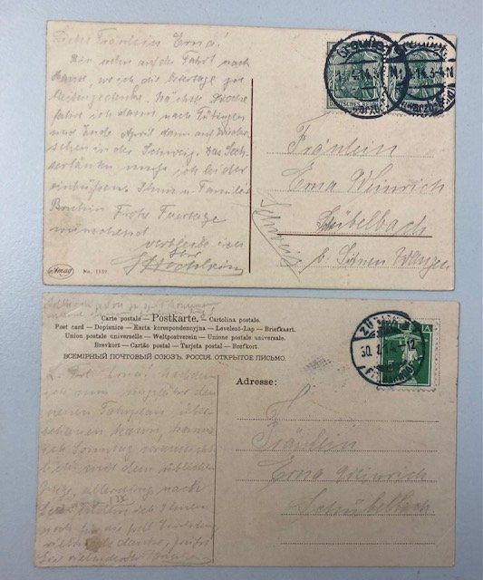Cartoline postali: Antike Postkarten, 1914, mit Blumenduft, Paar + Kinder – Usato da Luzern venduto da Kartenansicht 1