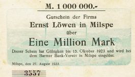 Milspe Ernst Löwen 1 Mil. Mark 27.08.1923 VZ++-UNZ